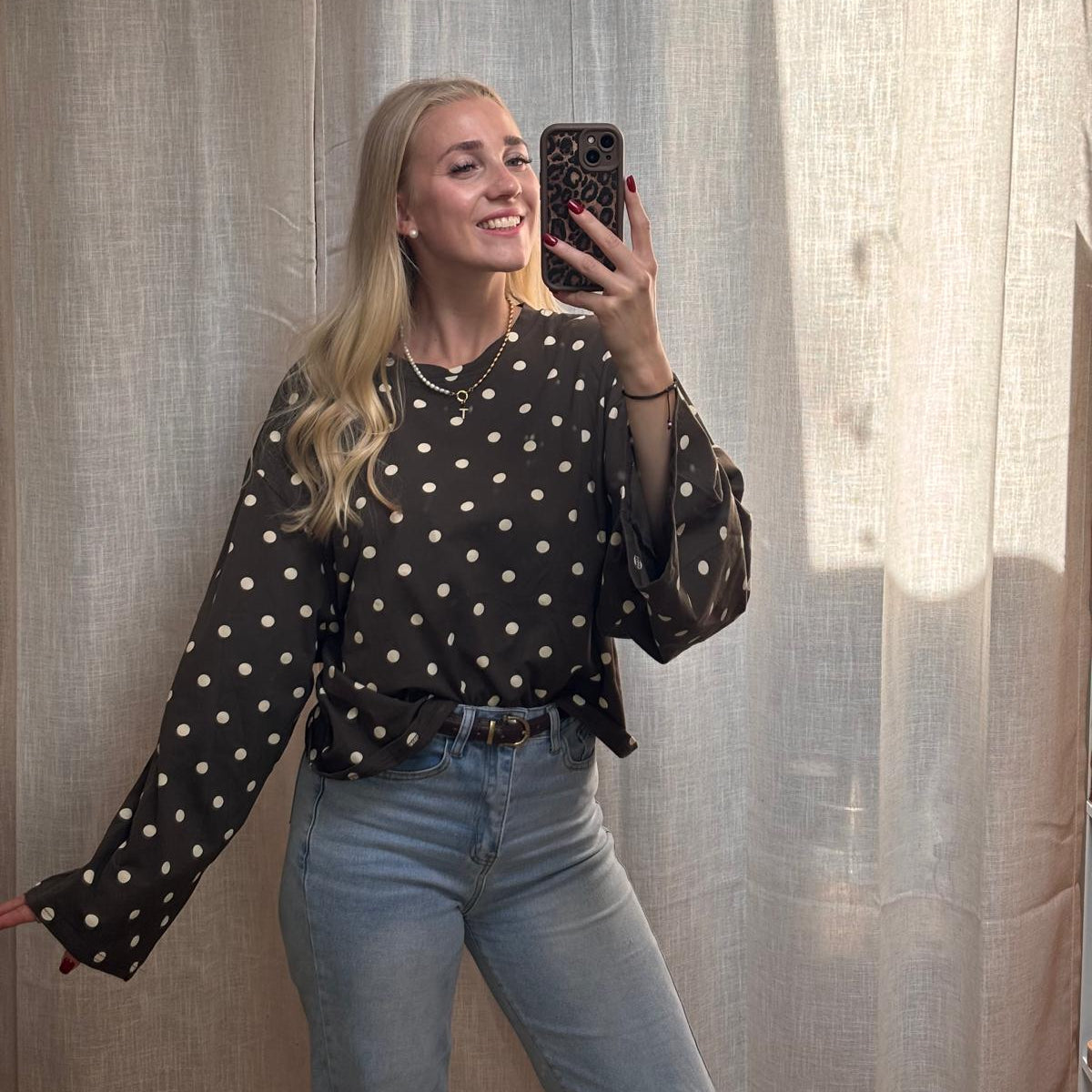 OVERSIZE LONGSLEEVE DOTS - KHAKI