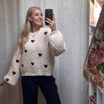 PULLOVER LOU - HEARTS CREME