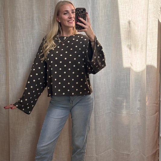 OVERSIZE LONGSLEEVE DOTS - KHAKI
