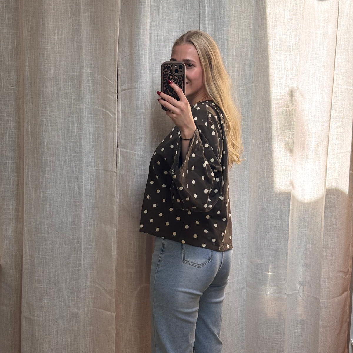 OVERSIZE LONGSLEEVE DOTS - KHAKI