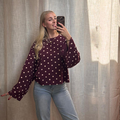 OVERSIZE LONGSLEEVE DOTS - BORDEAUX