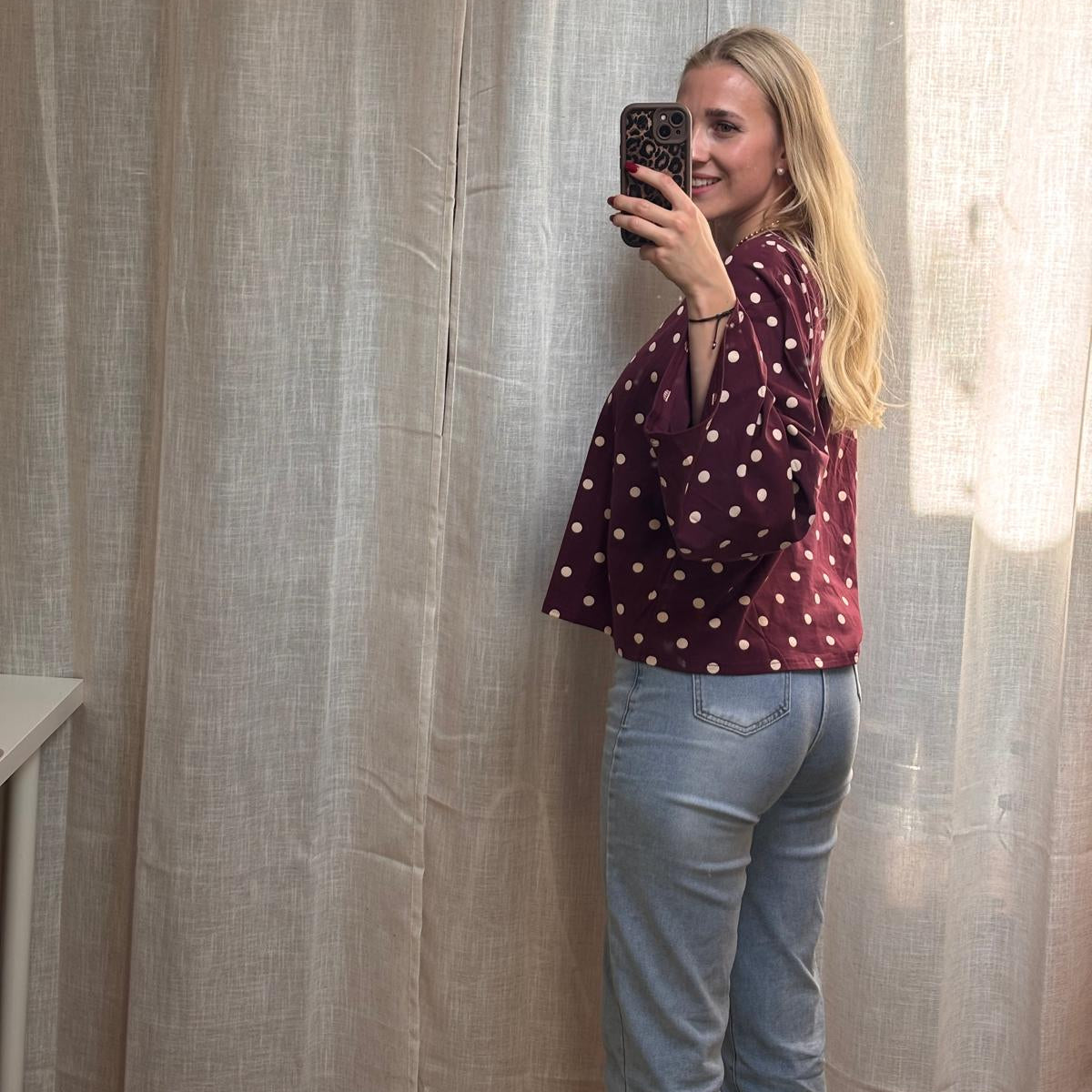 OVERSIZE LONGSLEEVE DOTS - BORDEAUX