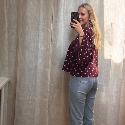 OVERSIZE LONGSLEEVE DOTS - BORDEAUX