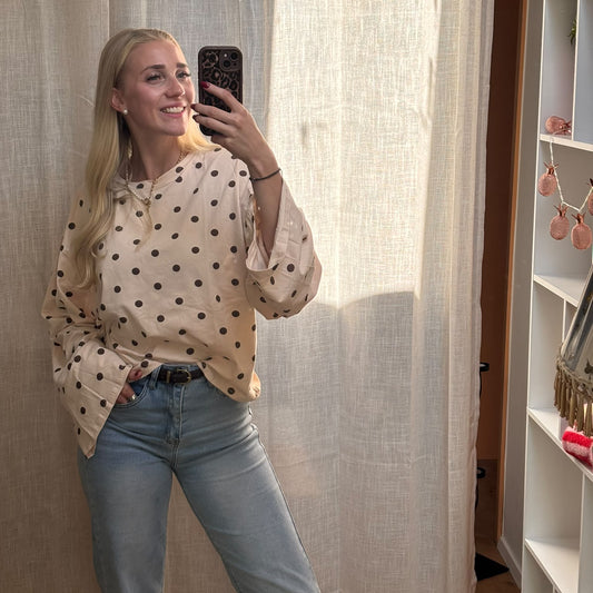 OVERSIZE LONGSLEEVE DOTS - BEIGE